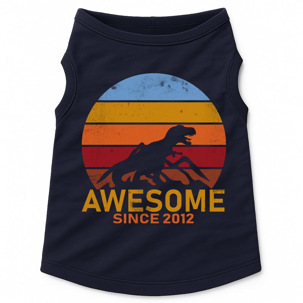 Dinosaur 7th Birthday Gift Awesome Since 2012 Doggie Tank