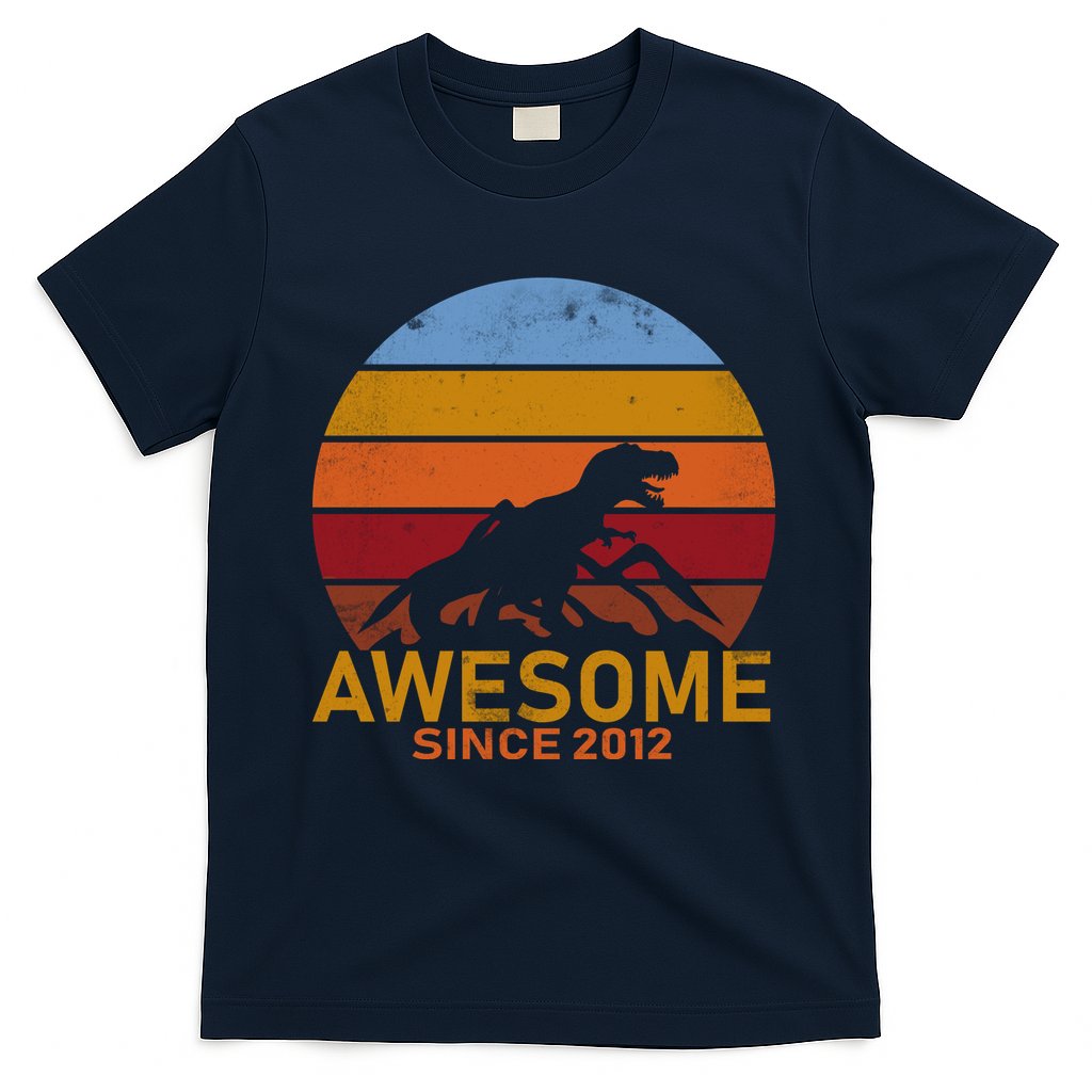 Dinosaur 7th Birthday Gift Awesome Since 2012 T-Shirt