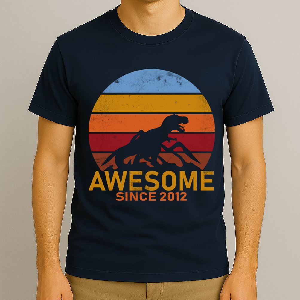 Dinosaur 7th Birthday Gift Awesome Since 2012 T-Shirt