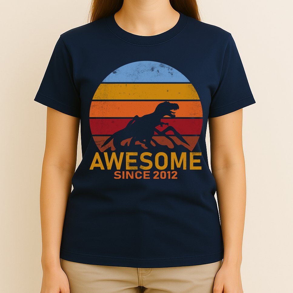 Dinosaur 7th Birthday Gift Awesome Since 2012 T-Shirt
