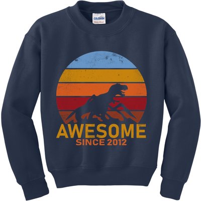 Dinosaur 7th Birthday Gift Awesome Since 2012 Kids Sweatshirt