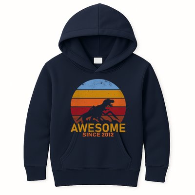 Dinosaur 7th Birthday Gift Awesome Since 2012 Kids Hoodie