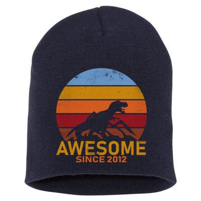 Dinosaur 7th Birthday Gift Awesome Since 2012 Short Acrylic Beanie