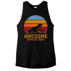 Dinosaur 11th Birthday Gift Awesome Since 2011 Ladies PosiCharge Tri-Blend Wicking Tank