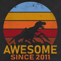 Dinosaur 11th Birthday Gift Awesome Since 2011 7 Panel Mesh Trucker Snapback Hat