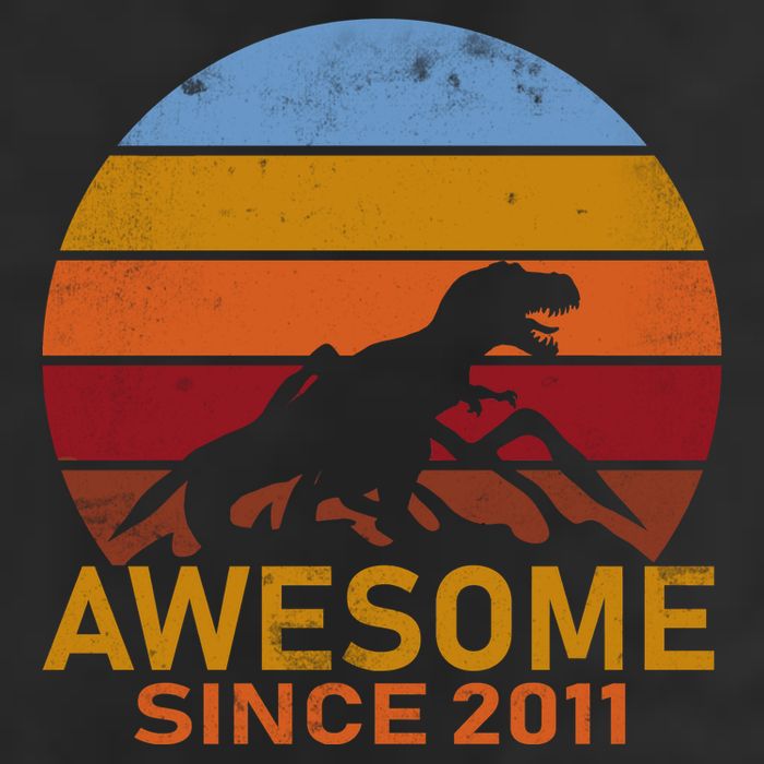 Dinosaur 11th Birthday Gift Awesome Since 2011 7 Panel Mesh Trucker Snapback Hat