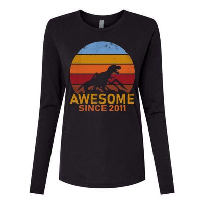 Dinosaur 11th Birthday Gift Awesome Since 2011 Womens Cotton Relaxed Long Sleeve T-Shirt