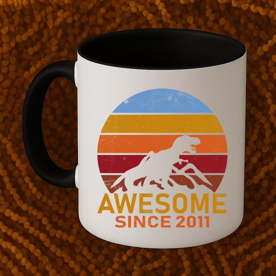 Dinosaur 11th Birthday Gift Awesome Since 2011 Mug