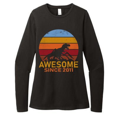 Dinosaur 11th Birthday Gift Awesome Since 2011 Womens CVC Long Sleeve Shirt