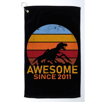 Dinosaur 11th Birthday Gift Awesome Since 2011 Golf Towel