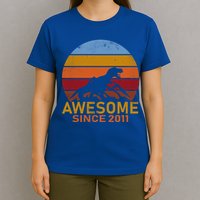 Dinosaur 11th Birthday Gift Awesome Since 2011 T-Shirt