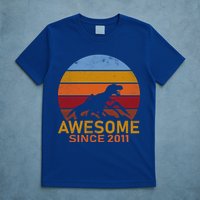 Dinosaur 11th Birthday Gift Awesome Since 2011 T-Shirt