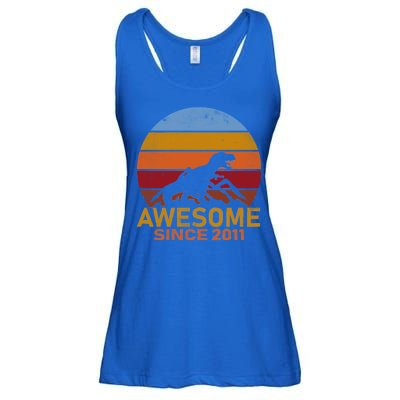 Dinosaur 11th Birthday Gift Awesome Since 2011 Ladies Essential Flowy Tank