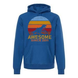 Dinosaur 11th Birthday Gift Awesome Since 2011 Premium Hoodie