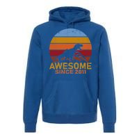 Dinosaur 11th Birthday Gift Awesome Since 2011 Premium Hoodie