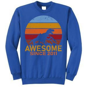 Dinosaur 11th Birthday Gift Awesome Since 2011 Tall Sweatshirt