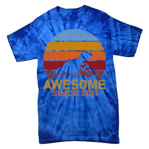 Dinosaur 11th Birthday Gift Awesome Since 2011 Tie-Dye T-Shirt