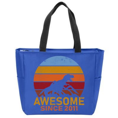 Dinosaur 11th Birthday Gift Awesome Since 2011 Zip Tote Bag