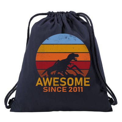 Dinosaur 11th Birthday Gift Awesome Since 2011 Drawstring Bag