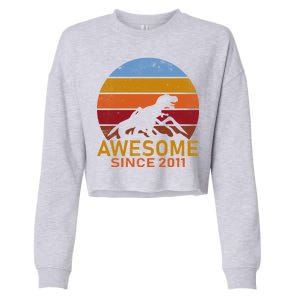 Dinosaur 11th Birthday Gift Awesome Since 2011 Cropped Pullover Crew