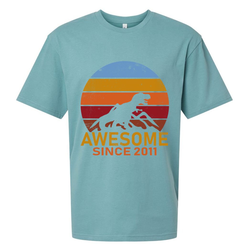 Dinosaur 11th Birthday Gift Awesome Since 2011 Sueded Cloud Jersey T-Shirt