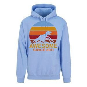 Dinosaur 11th Birthday Gift Awesome Since 2011 Unisex Surf Hoodie