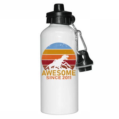 Dinosaur 11th Birthday Gift Awesome Since 2011 Aluminum Water Bottle