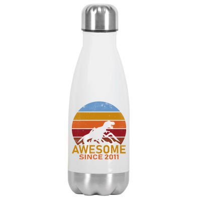 Dinosaur 11th Birthday Gift Awesome Since 2011 Stainless Steel Insulated Water Bottle