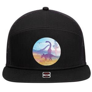 Dinosaur Landscape 7 Panel Mesh Trucker Snapback Hat