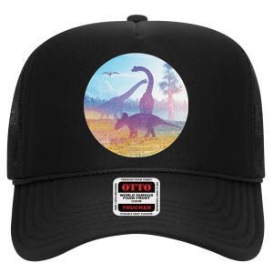 Dinosaur Landscape High Crown Mesh Back Trucker Hat