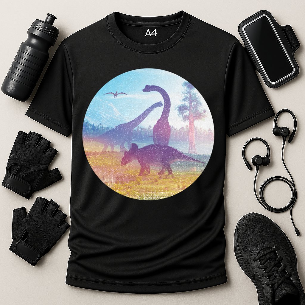 Dinosaur Landscape Cooling Performance Crew T-Shirt