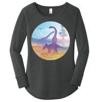 Dinosaur Landscape Women's Perfect Tri Tunic Long Sleeve Shirt