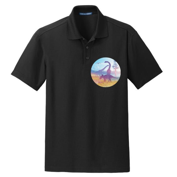 Dinosaur Landscape Dry Zone Grid Polo