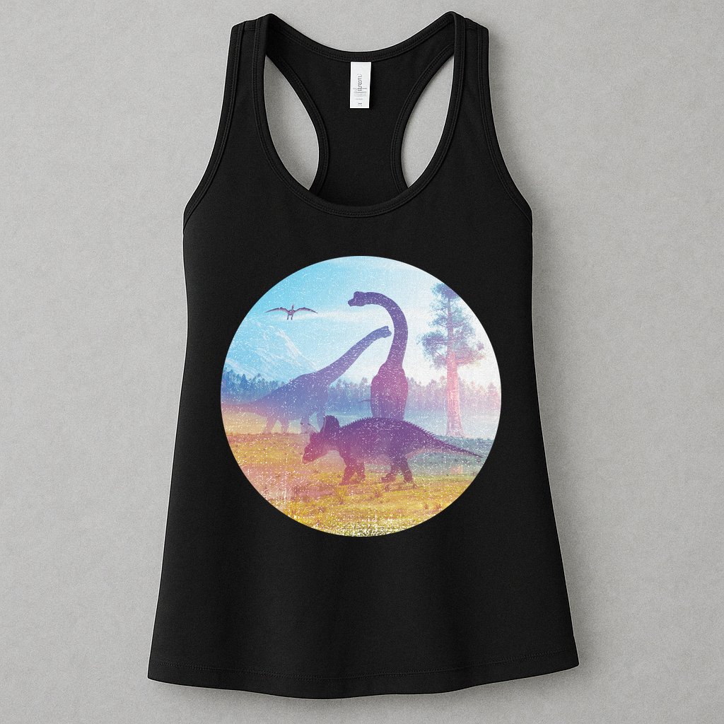 Dinosaur Landscape Womens Tank Top