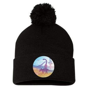 Dinosaur Landscape Pom Pom 12in Knit Beanie