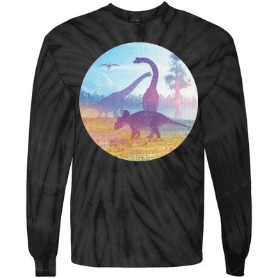 Dinosaur Landscape Tie-Dye Long Sleeve Shirt