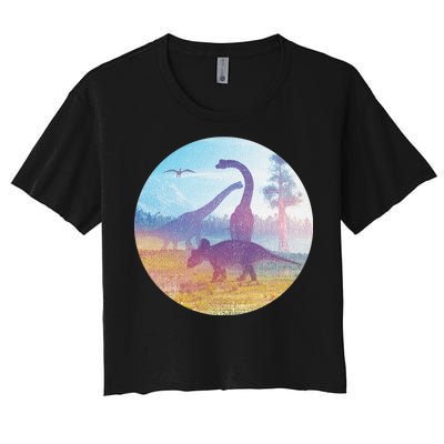 Dinosaur Landscape Women's Crop Top Tee