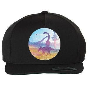 Dinosaur Landscape Wool Snapback Cap