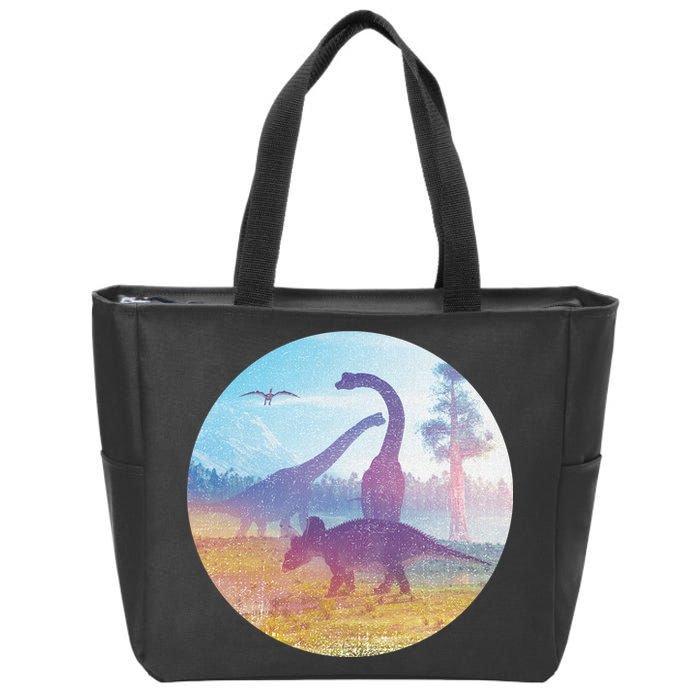 Dinosaur Landscape Zip Tote Bag