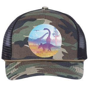 Dinosaur Landscape Retro Rope Trucker Hat Cap