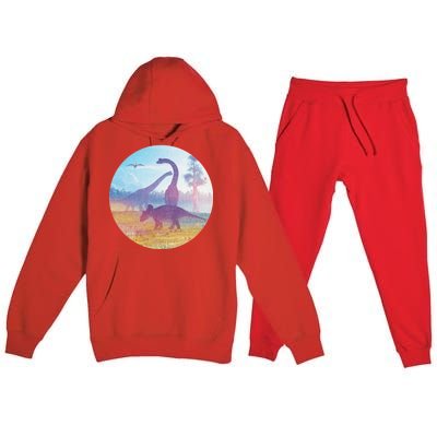 Dinosaur Landscape Premium Hooded Sweatsuit Set