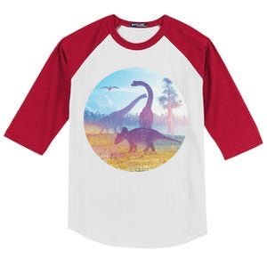 Dinosaur Landscape Kids Colorblock Raglan Jersey