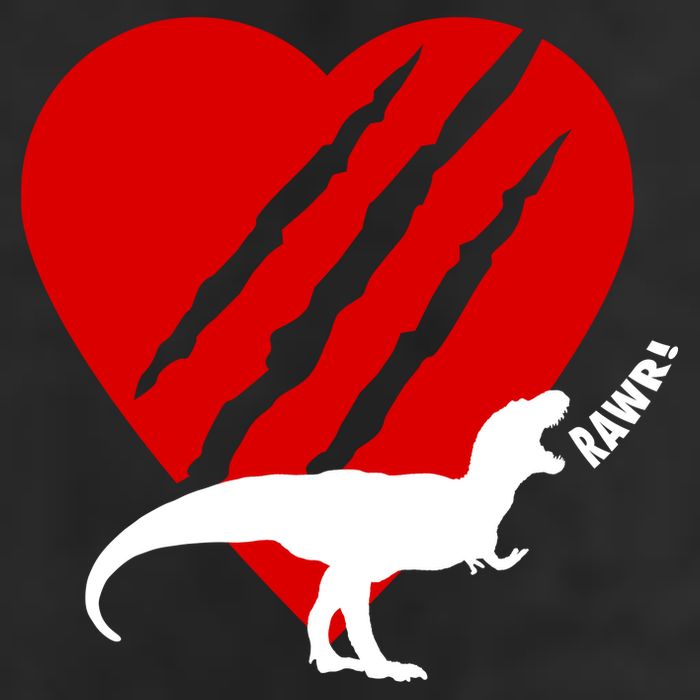 Dinosaur RAWR Valentine's Day 7 Panel Mesh Trucker Snapback Hat