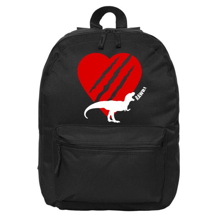 Dinosaur RAWR Valentine's Day 16 in Basic Backpack
