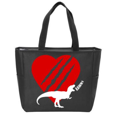 Dinosaur RAWR Valentine's Day Zip Tote Bag