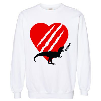 Dinosaur RAWR Valentine's Day Garment-Dyed Sweatshirt
