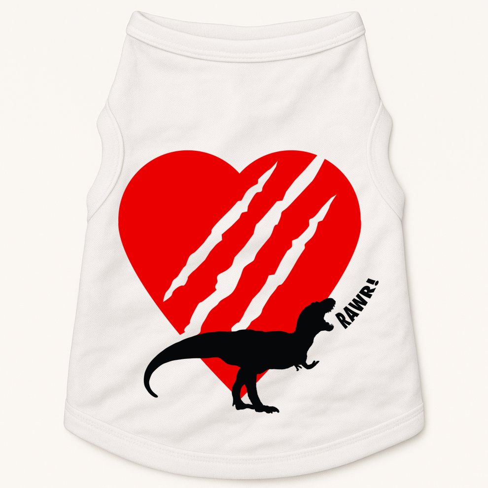 Dinosaur RAWR Valentine's Day Doggie Tank