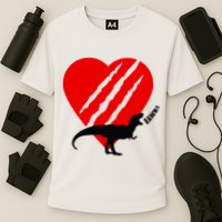 Dinosaur RAWR Valentine's Day Cooling Performance Crew T-Shirt