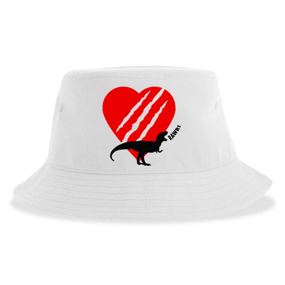 Dinosaur RAWR Valentine's Day Sustainable Bucket Hat