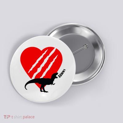 Dinosaur RAWR Valentine's Day Button